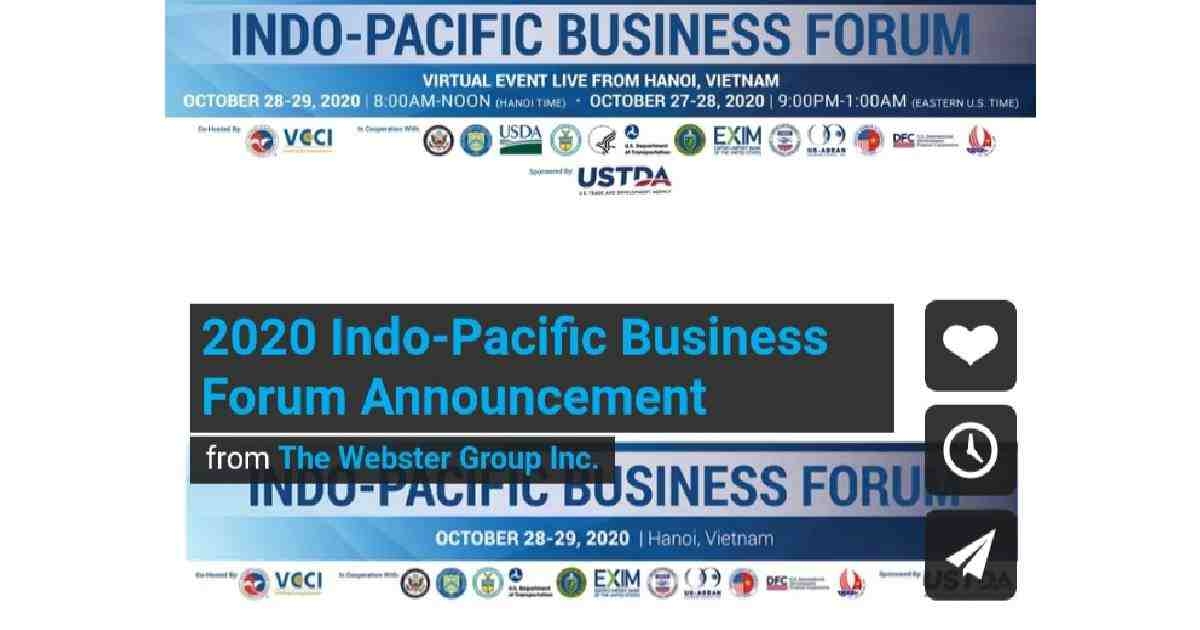 Indo-Pacific Business Forum on October 28-29