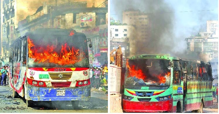Nine buses set on  fire in capital 