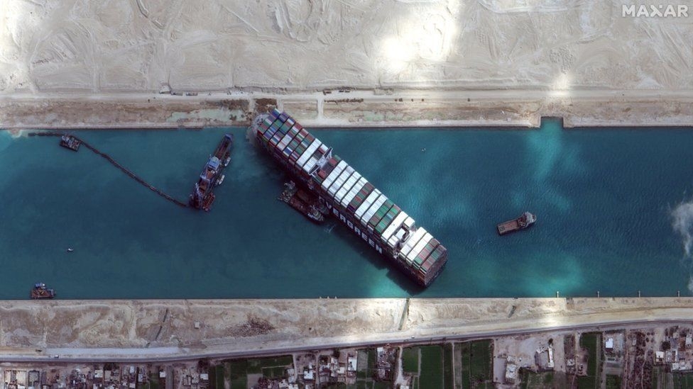 Ever Given cargo ship returns through Suez Canal