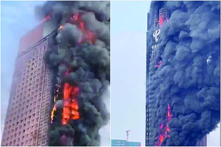 Major fire breaks out in skyscraper in China