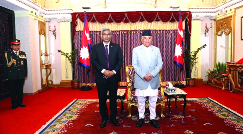 Ambassador Shafiqur Rahman presents credentials to Nepalese President