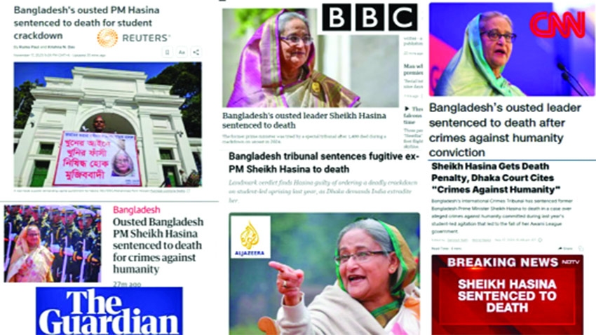 Int'l media focuses on Sheikh Hasina's sentencing at ICT