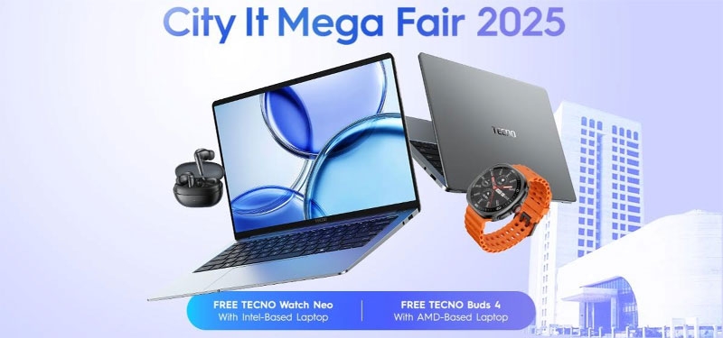 TECNO laptops available at City IT Mega Fair with exclusive free gifts