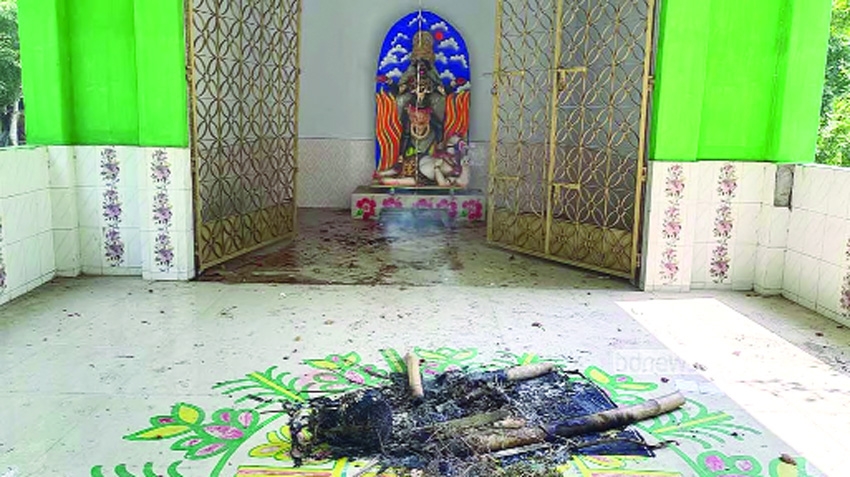 Pirojpur temple vandalised, set ablaze