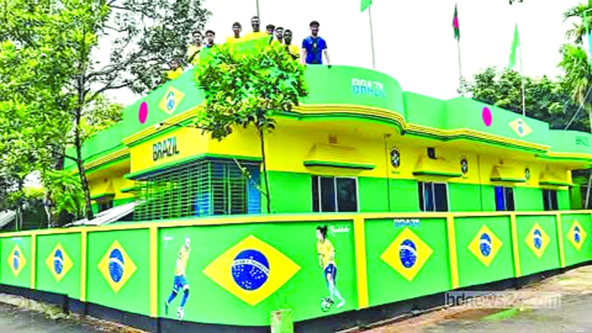 House painted like Brazil flag ignites football frenzy in Brahmanbaria