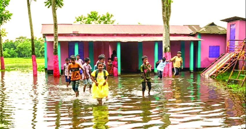 Sunamganj school battles waterlogging