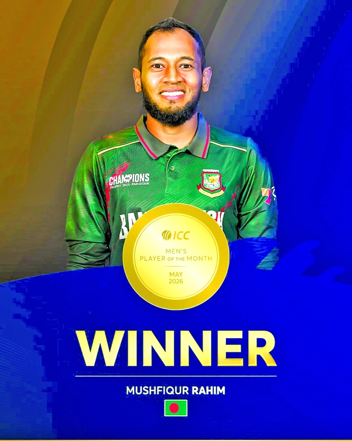 Mushfiqur Rahim named ICC Player Of The Month for May