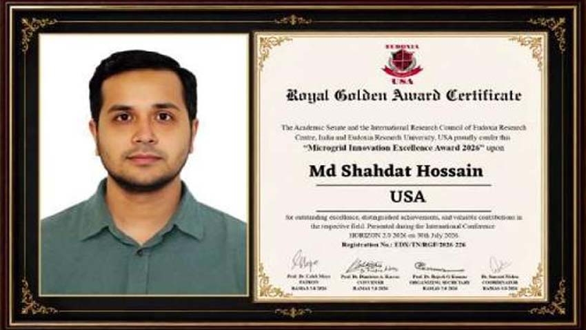 Md Shahdat Hossain Receives Microgrid Innovation Excellence Award 2026