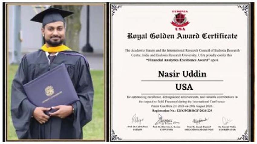 Nasir Uddin Receives Financial Analytics Excellence Award 2026
