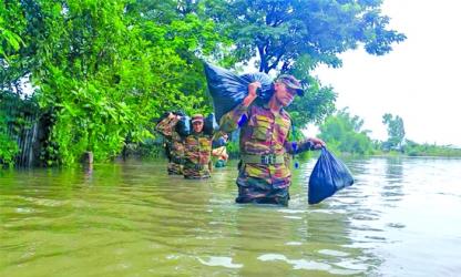 Army continues humanitarian assistance in flood-hit Ctg