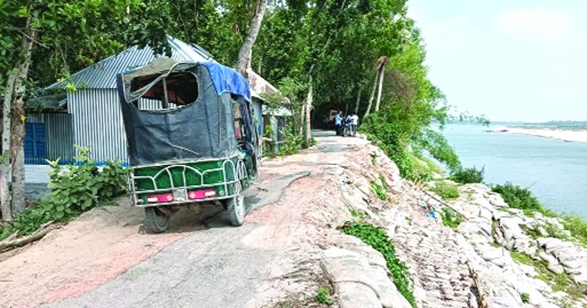River erosion puts Rajbari road and dozens of families at risk