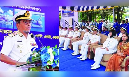 Navy inducts locally-built floating  crane into fleet
